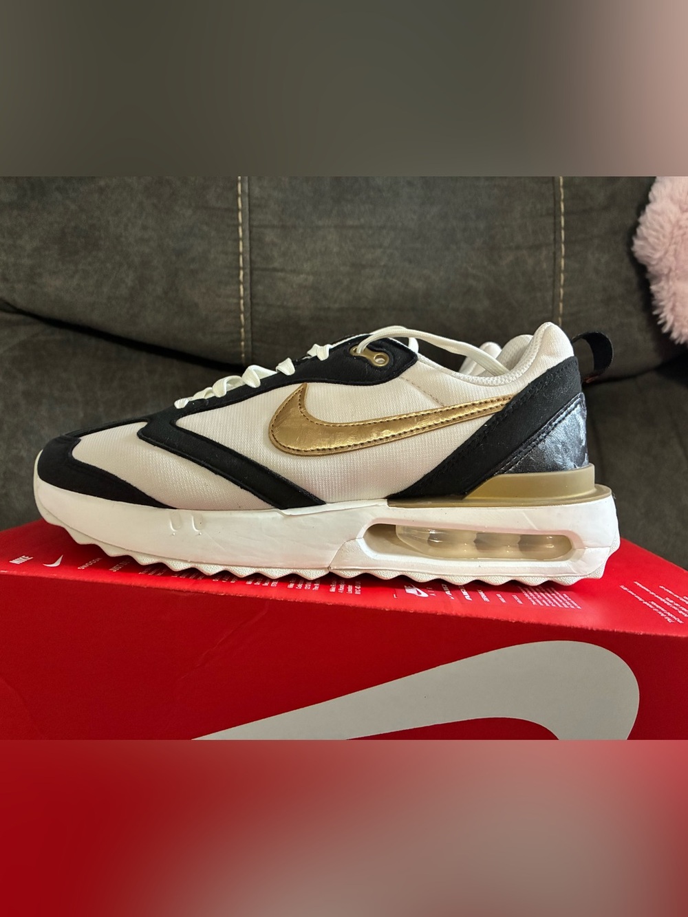 Nike Women’s Air Max Dawn Cream, Black & Gold Air Max Sneaker
